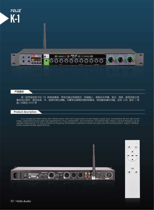 K-1 Procesador de karaoke profesional con control remoto