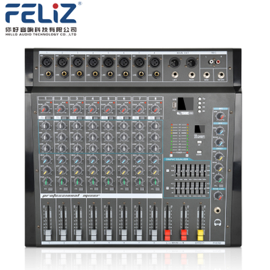 Consola mezcladora de sonido de efecto mezclador de potencia de audio de sonido profesional DMX de 8 canales